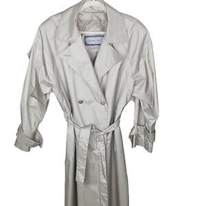 Vintage British Mist Womens Shiny Trench Coat Size 10 Belted Raincoat Waterproof